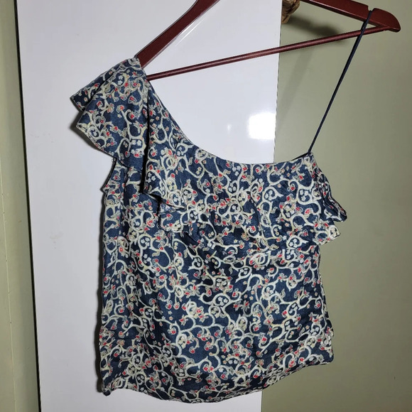 ISABEL MARANT ÉTOILE Thom One-Shoulder floral Printed Blouse Top linen small XS - Picture 4 of 7